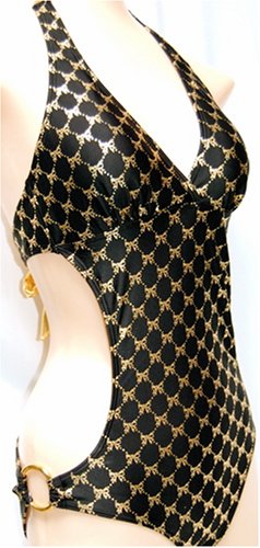 Black & Gold Ribbon Monokini