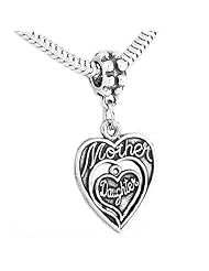 Sterling Silver Mother Daughter Double Heart Dangle Bead Charm