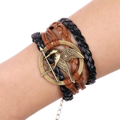 MyTime Bracelet Hot Hungry Birds Charm Bracelets Movie The Hunger Games Inspired Antique Bracelets Original Jewelry Leather Woven Bracelet