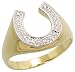10K Gold Horse Shoe Men's Ring, w/ Brilliant Cut Diamonds, 9/16 in. (14mm) wide