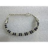 Antique Sterling Silver Handmade Bracelet Studded with Black Onyx