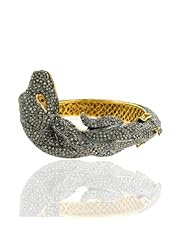 14kt Yellow Gold Diamond Pave Ruby Bangle Bracelet Silver New Vintage Look Jewelry