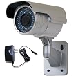 VideoSecu Zoom Focus IR Bullet Security Camera Color CCD 54 Infrared Leds for Night Vision Build-in 3.5-8mm Varifocal Lens with Power Supply for CCTV DVR Home Surveillance System WA2