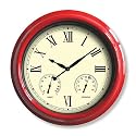 Poolmaster 18-Inch Outdoor Clock/Thermometer/Hydrometer, Red