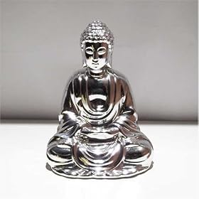 Classic Decorative Zen Buddha Meditation Sculpture in Silver
