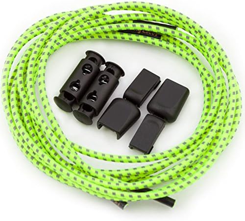 Racing Laces Premium Reflective Elastic No-Tie Shoe Laces. Ridiculously comfortable, good for your feet. (Neon Green)