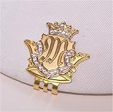 Royal Initials Crystal Golf Ball Marker & Crown Hat/Visor Clip - Gold 
