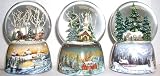 Set of 3 Musical Wind Up Winter Scene Christmas Glitterdomes #23958