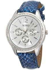 XOXO Womens XO3178 Silver Dial Turquoise Snake Strap Watch