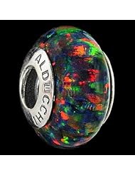 Alducchi Black Rainbow Lab Opal .925 Sterling Silver Pandora Style European Charm Bead #4