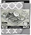 S&T 497500 Microfiber Dish Drying Mat, X-Large, 18 by 24-Inch, Grey/White Trellis