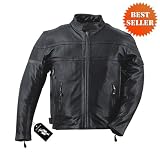 Motorcycle Jackets - Mens Vented Leather Motorcycle Jacket MJ414
