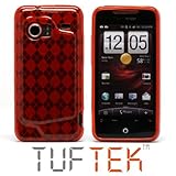 TUF TEK Clear Bright Red Argyle TPU Candy Skin Cover Case for HTC Droid Inc ....