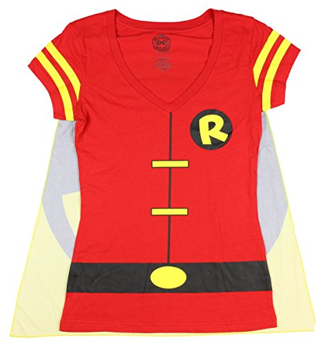 DC Comics Robin Batman Costume Licensed Graphic T-Shirt w/ Cape - Medium