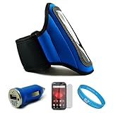 Blue Moisture Resistant Protective Neoprene Exercise Workout Armband with A ....