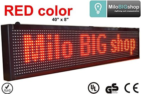 LED Scrolling Sign RED Color Programmable message Display 8" X 40", NEW SMD version,LED Banner, Great for Restaurant, Bar, Home, Office, Store, Window, Walls.