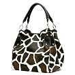 Brown Giraffe Designer Inspired Animal Print Handbag Purse Bag