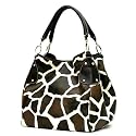 XL Brown Giraffe Designer Inspired Animal Print Handbag Purse Bag Tote