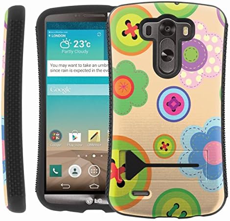 [ManiaGear] Ultra Rugged Design ShockProof Armor KickStand Case (Botton Flower Pop) for LG G3