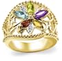 18k Gold Plated Sterling Silver Multi-Gemstone Floral Ring