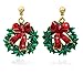 cocojewelry Christmas Wreath Red Bow Poinsettia Post Stud Earrings