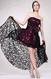 #3177 Fuchsia Black Strapless High Low Sweet 16 Prom Party Dress