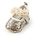 Antheron Baby Girls Mary Jane Flats Soft Sole Infant Moccasins Floral Sparkly Toddler Princess Dress Shoes(Golden,12-18 Month)