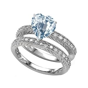 2.70 cttw Sterling Silver 14K White Gold Plated Genuine Heart Shape Aquamarine... by Finejewelers