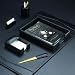 6 Piece Luxury Genuine Leather Desk Set, Black