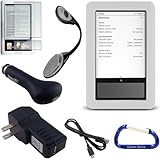 Premium Barnes and Noble Nook eReader (1st Edition) Bundle Pack: High Grade Clear Silicone Skin Gel Cover Case, eBook Bright LED Light, USB Data Charging Cable, USB Car Charger, USB Wall/Travel Charger, and Free Carabiner Key Chain