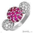 Salavetti! Luxurious Ring Pave Hand Set with 3.80ctw Super Clean Diamonds and Rubies Made of 18K Gold (Size 5)