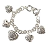 Silvertone Puffy Heart Charm Fashion Bracelet