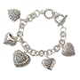 Silvertone Puffy Heart Charm Fashion Bracelet