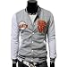 TheLees Mens Casual EmbroideGRAY Varsity Hood Baseball Jacket GRAY Medium(US Small)