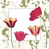 Entertaining with Caspari Set of Two Antique Tulip Square Paper Dinner Plate packages - 8 plates per package