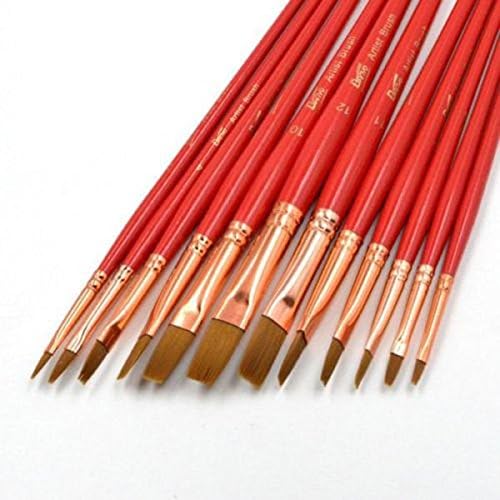 Art Set 12Pcs Hair-Golden Taklon Painting Brush FOR Acrylic,Watercolor,Oil and Tempera, Artist School Supplies