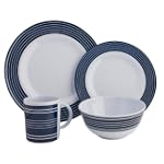 Melamingeschirr 16 teile Navy Pinstripe