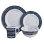 Melamingeschirr 16 teile Navy Pinstripe