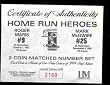 1998 Highland Mint MLB Baseball Collectible 2 Coin Set - Silver Coins:"Home Run Heroes" Mark McGwire & Roger Maris - St Louis Cardinals / New York Yankees
