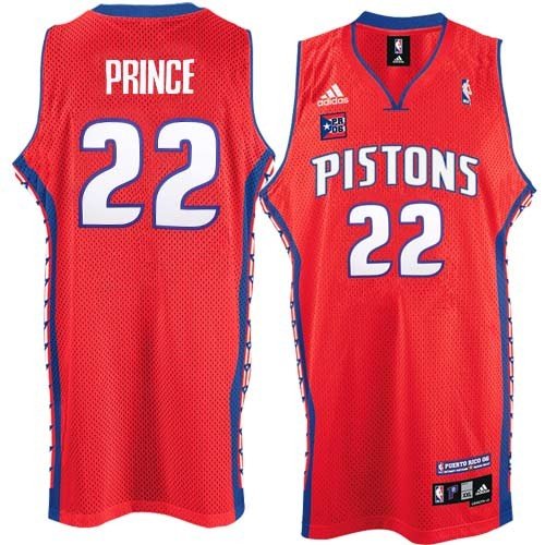 adidas Detroit Pistons #22 Tayshaun Prince Red Puerto Rico Swingman Basketball Jersey (X-Large)
