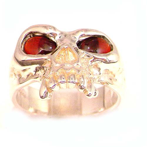 Click To Hand Carved Heavy Solid Sterling 925 Silver Half Skull Ring with Garnet Eyes - Finger Sizes 7 to 13 Available Details... Hand Carved Heavy Solid Sterling 925 Silver Half Skull Ring with Garnet Eyes - Finger Sizes 7 to 13 Available