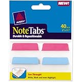 Avery NoteTabs, 2 x 1.5 Inches, Neon Blue and Magenta, 40 per pack (16293)