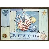 Beach Ocean Shell Indoor Outdoor Area Throw Rug Doormat by Evergren