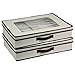 Household Essentials Natural 545 Vision Box with Lid and Handles | Tabletop Linen Storage Set Canvas with Brown Trim