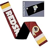 Washington Redskins Burgundy Jersey Scarf With Inside/Hidden Pocket 60" By 7"