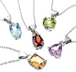 Sterling Silver Peridot, Garnet, Amethyst, Blue Topaz and Citrine Pendant Set, 18''