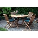 Biarritz - 4 Seater Garden Dining Set - Round Table, Folding Chairs - Teak