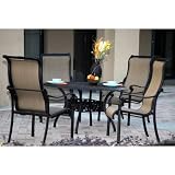 Darlee Monterey Cast Aluminum Sling Outdoor Patio Dining Set - 5 Piece Set - Antique Bronze