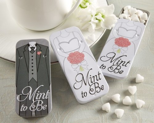 Mint to Be Bride and Groom Slide Mint Tins with Heart Mints – Total 24 sets