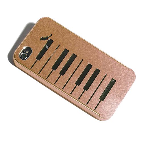 Lovely Brown Aluminium Alloy Piano & Bird Protective Back Cover Case for iPhone 4 4S 4G